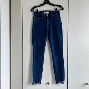 Iro skinny jeans with frayed hem, dark indigo blue, size 26